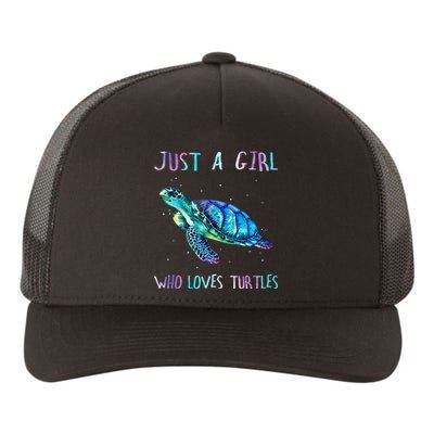 Turtle Watercolor Sea Ocean Just A Girl Who Loves Turtles Yupoong Adult 5-Panel Trucker Hat