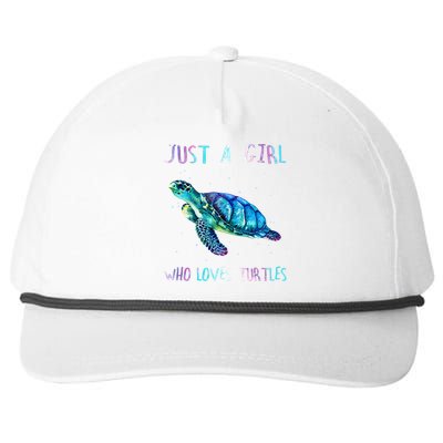 Turtle Watercolor Sea Ocean Just A Girl Who Loves Turtles Snapback Five-Panel Rope Hat