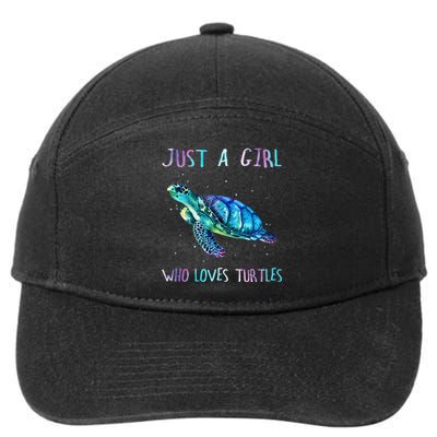 Turtle Watercolor Sea Ocean Just A Girl Who Loves Turtles 7-Panel Snapback Hat