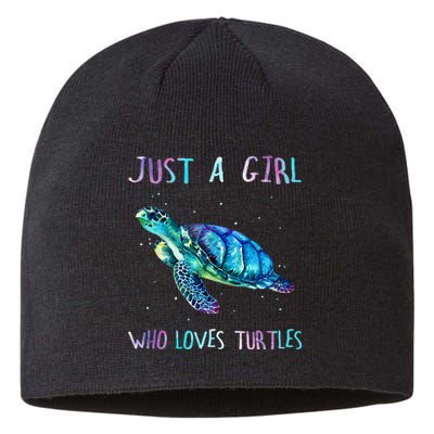 Turtle Watercolor Sea Ocean Just A Girl Who Loves Turtles Sustainable Beanie