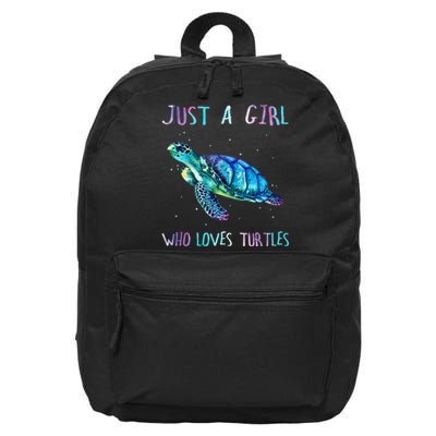 Turtle Watercolor Sea Ocean Just A Girl Who Loves Turtles 16 in Basic Backpack