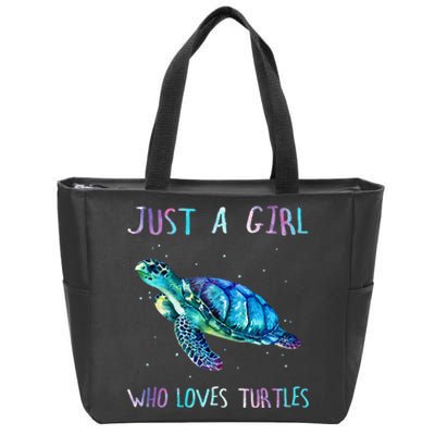 Turtle Watercolor Sea Ocean Just A Girl Who Loves Turtles Zip Tote Bag