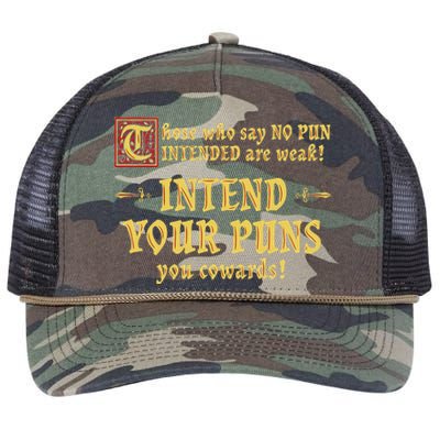 Those Who Say No Pun Intended Are Weak Intend Your Puns Retro Rope Trucker Hat Cap