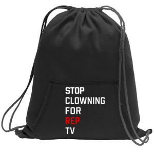 Taylor Wearing Stop Clowning For Rep Sweatshirt Cinch Pack Bag