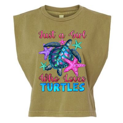 Turtle Watercolor Sea Ocean Just A Girl Who Loves Turtles Garment-Dyed Women's Muscle Tee