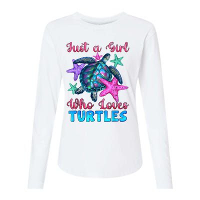 Turtle Watercolor Sea Ocean Just A Girl Who Loves Turtles Womens Cotton Relaxed Long Sleeve T-Shirt