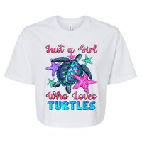 Turtle Watercolor Sea Ocean Just A Girl Who Loves Turtles Bella+Canvas Jersey Crop Tee