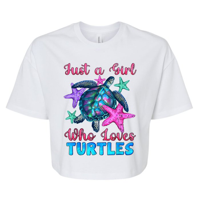 Turtle Watercolor Sea Ocean Just A Girl Who Loves Turtles Bella+Canvas Jersey Crop Tee