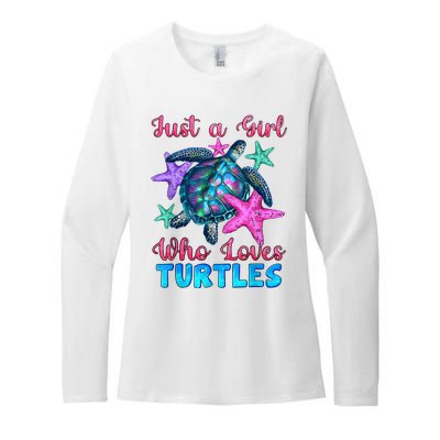 Turtle Watercolor Sea Ocean Just A Girl Who Loves Turtles Womens CVC Long Sleeve Shirt