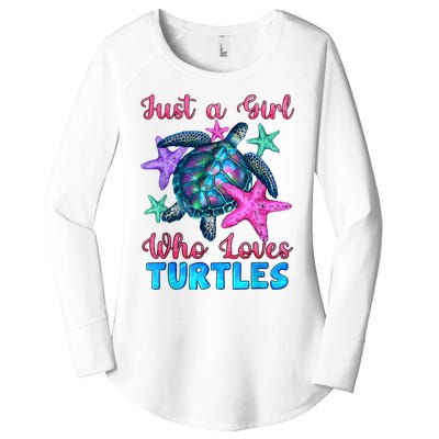 Turtle Watercolor Sea Ocean Just A Girl Who Loves Turtles Women's Perfect Tri Tunic Long Sleeve Shirt