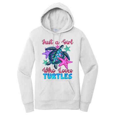 Turtle Watercolor Sea Ocean Just A Girl Who Loves Turtles Women's Pullover Hoodie