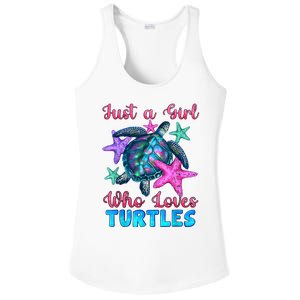 Turtle Watercolor Sea Ocean Just A Girl Who Loves Turtles Ladies PosiCharge Competitor Racerback Tank