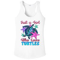 Turtle Watercolor Sea Ocean Just A Girl Who Loves Turtles Ladies PosiCharge Competitor Racerback Tank