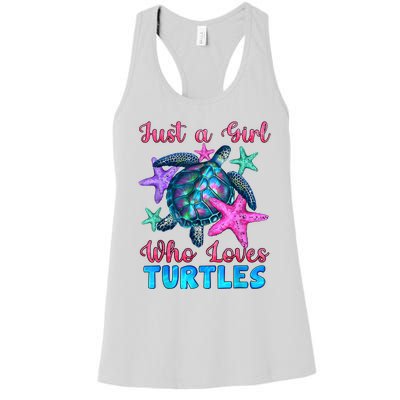 Turtle Watercolor Sea Ocean Just A Girl Who Loves Turtles Women's Racerback Tank