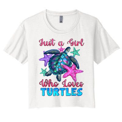 Turtle Watercolor Sea Ocean Just A Girl Who Loves Turtles Women's Crop Top Tee