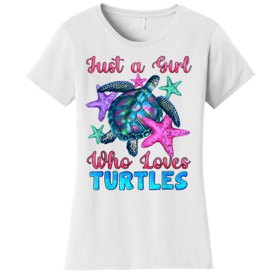 Turtle Watercolor Sea Ocean Just A Girl Who Loves Turtles Women's T-Shirt