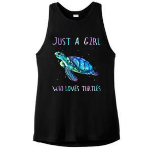 Turtle Watercolor Sea Ocean Just A Girl Who Loves Turtles Ladies PosiCharge Tri-Blend Wicking Tank