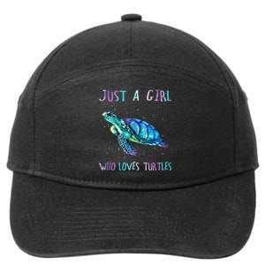 Turtle Watercolor Sea Ocean Just A Girl Who Loves Turtles 7-Panel Snapback Hat