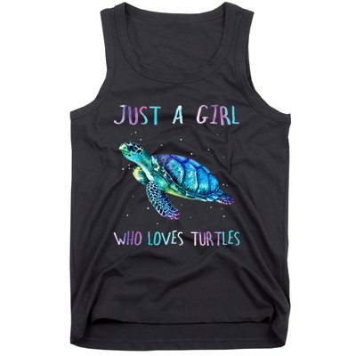 Turtle Watercolor Sea Ocean Just A Girl Who Loves Turtles Tank Top