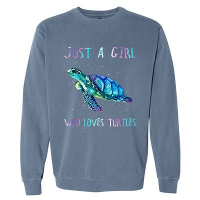 Turtle Watercolor Sea Ocean Just A Girl Who Loves Turtles Garment-Dyed Sweatshirt