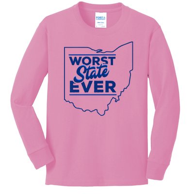 The Worst State Ever Is Ohio Kids Long Sleeve Shirt