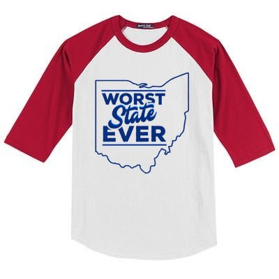 The Worst State Ever Is Ohio Kids Colorblock Raglan Jersey