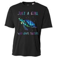 Turtle Watercolor Sea Ocean Just A Girl Who Loves Turtles Cooling Performance Crew T-Shirt