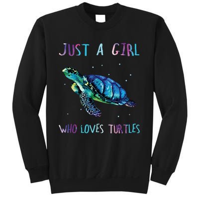 Turtle Watercolor Sea Ocean Just A Girl Who Loves Turtles Sweatshirt