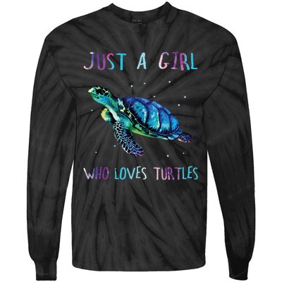 Turtle Watercolor Sea Ocean Just A Girl Who Loves Turtles Tie-Dye Long Sleeve Shirt