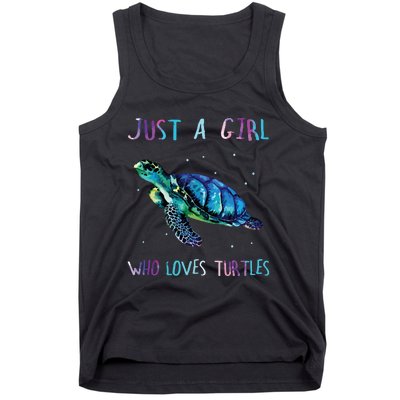 Turtle Watercolor Sea Ocean Just A Girl Who Loves Turtles Tank Top