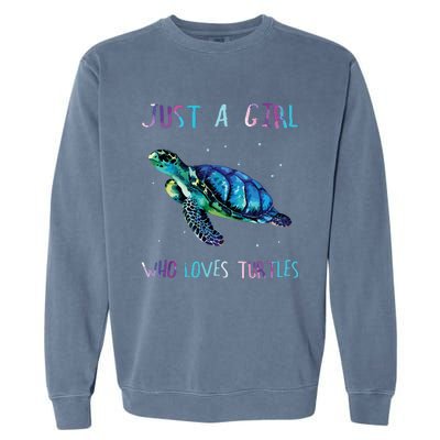 Turtle Watercolor Sea Ocean Just A Girl Who Loves Turtles Garment-Dyed Sweatshirt