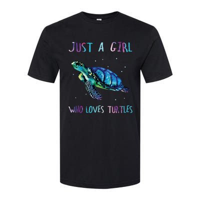 Turtle Watercolor Sea Ocean Just A Girl Who Loves Turtles Softstyle CVC T-Shirt