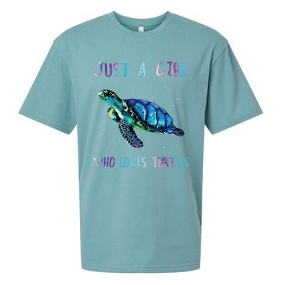 Turtle Watercolor Sea Ocean Just A Girl Who Loves Turtles Sueded Cloud Jersey T-Shirt