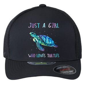 Turtle Watercolor Sea Ocean Just A Girl Who Loves Turtles Flexfit Unipanel Trucker Cap