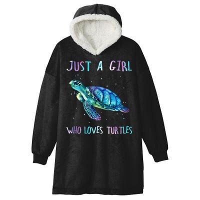 Turtle Watercolor Sea Ocean Just A Girl Who Loves Turtles Hooded Wearable Blanket