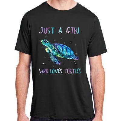 Turtle Watercolor Sea Ocean Just A Girl Who Loves Turtles Adult ChromaSoft Performance T-Shirt