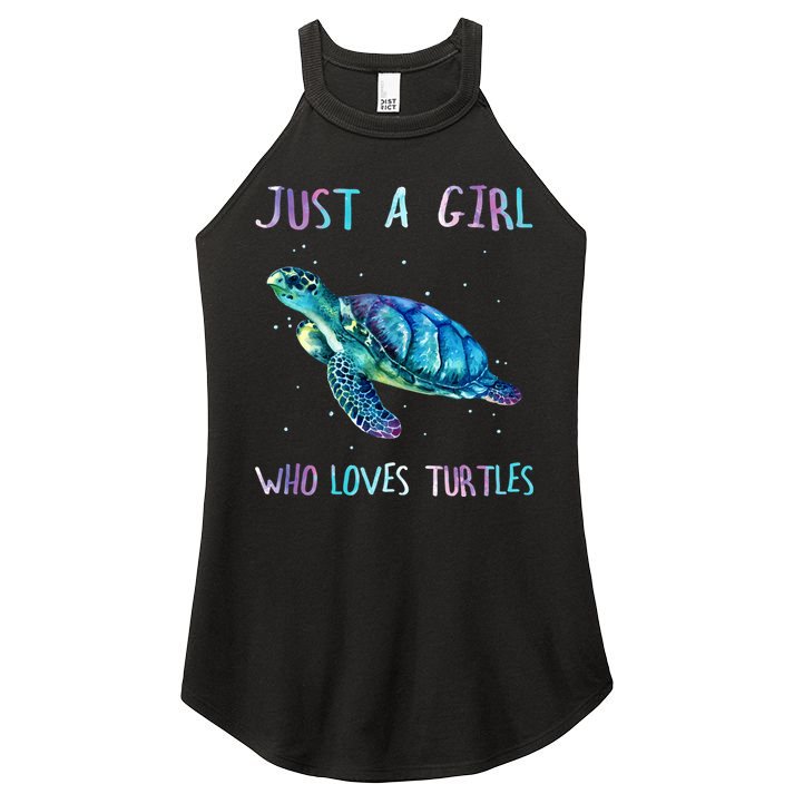 Turtle Watercolor Sea Ocean Just A Girl Who Loves Turtles Women's Perfect Tri Rocker Tank