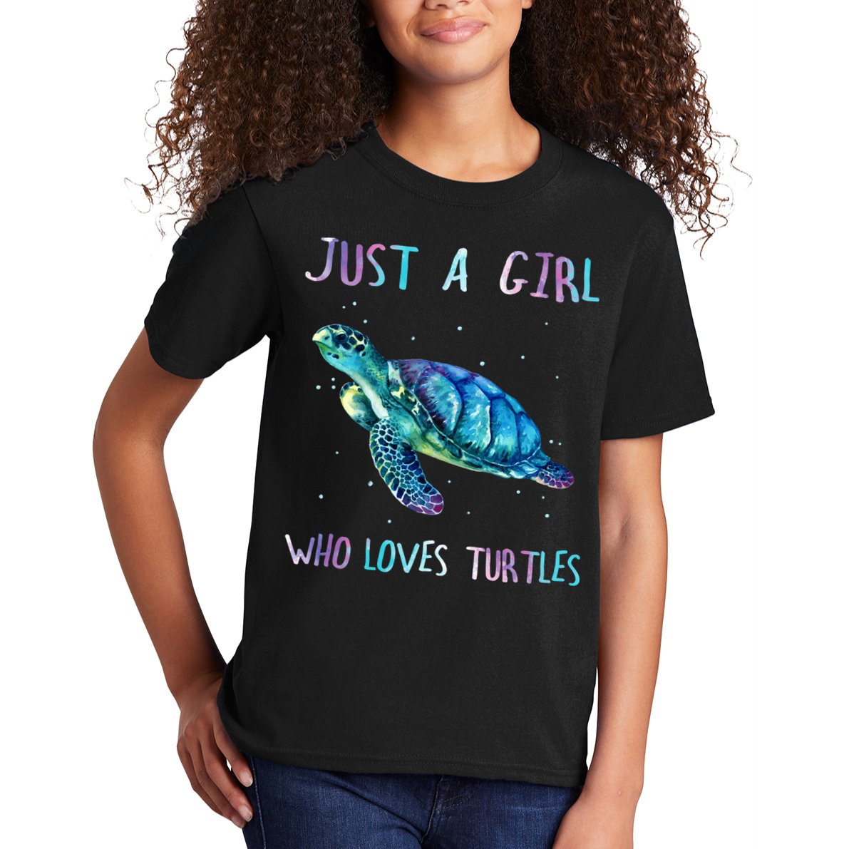 Turtle Watercolor Sea Ocean Just A Girl Who Loves Turtles Kids T-Shirt