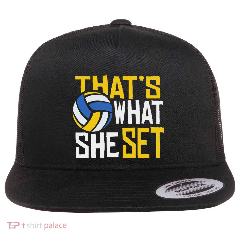 ThatS What She Set Beach Volleyball Player Ball Game Flat Bill Trucker Hat