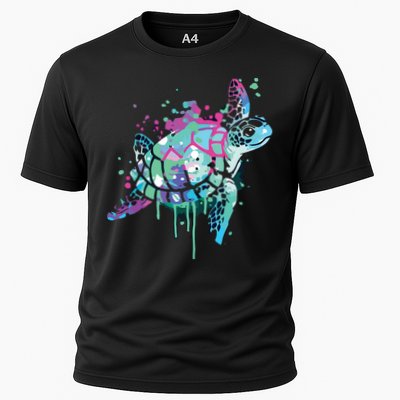 Turtle Watercolor Sea Ocean Wildlife Animal Cooling Performance Crew T-Shirt