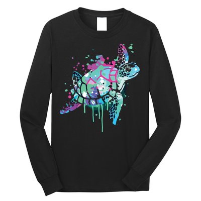 Turtle Watercolor Sea Ocean Wildlife Animal Long Sleeve Shirt