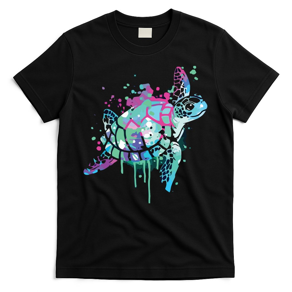 Turtle Watercolor Sea Ocean Wildlife Animal T-Shirt