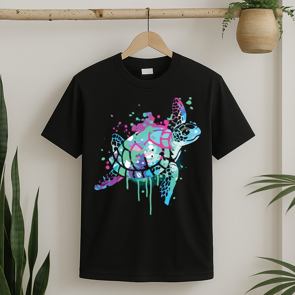 Turtle Watercolor Sea Ocean Wildlife Animal T-Shirt