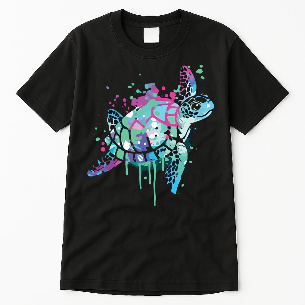 Turtle Watercolor Sea Ocean Wildlife Animal Tall T-Shirt