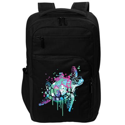 Turtle Watercolor Sea Ocean Wildlife Animal Impact Tech Backpack