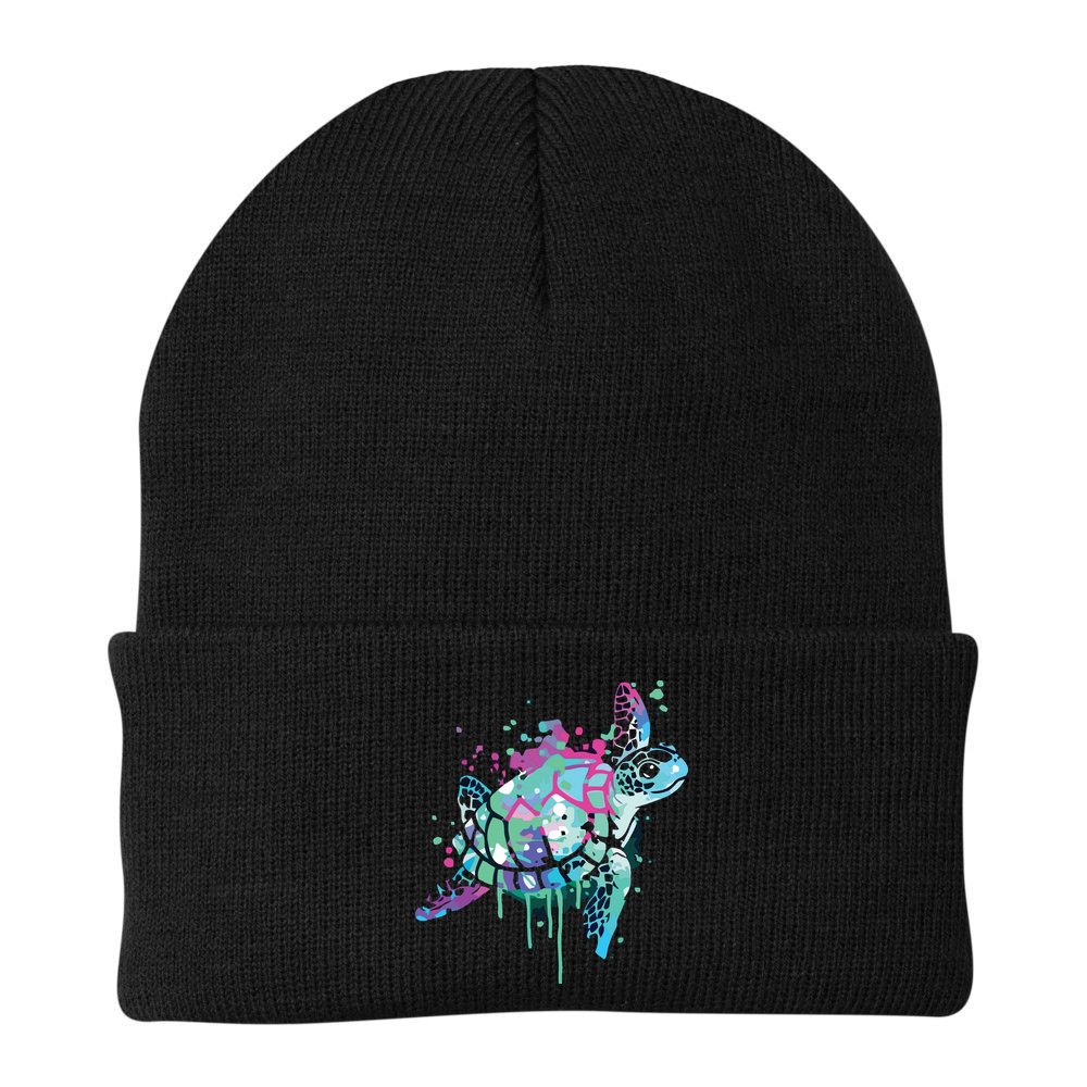 Turtle Watercolor Sea Ocean Wildlife Animal Beanie