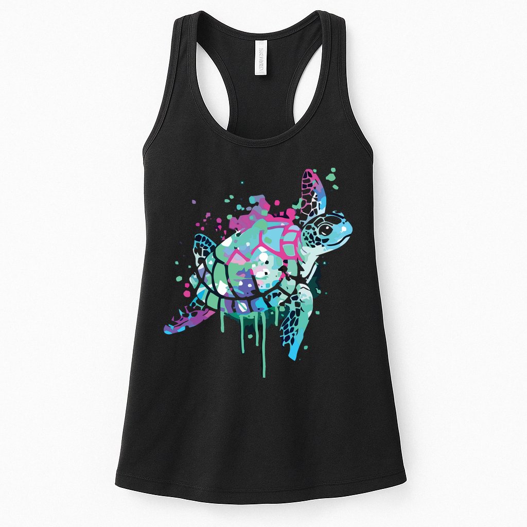 Turtle Watercolor Sea Ocean Wildlife Animal Womens Tank Top