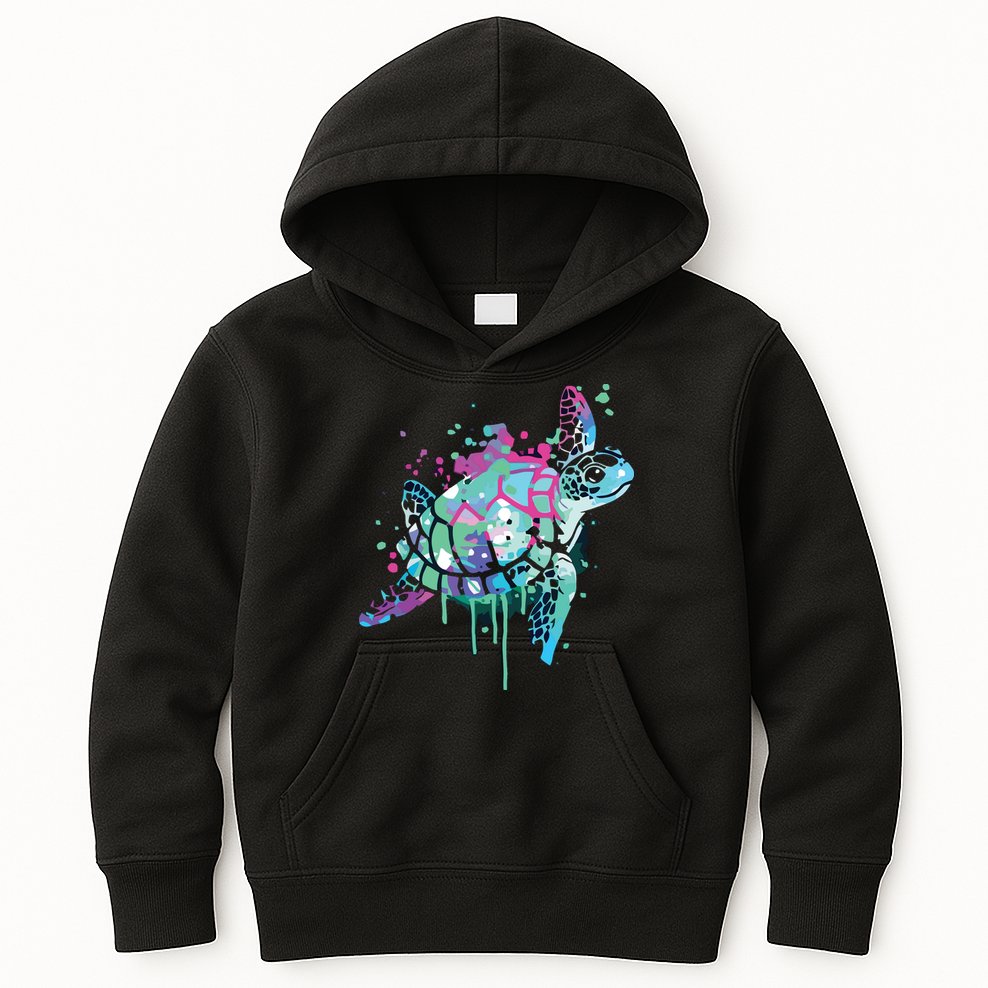 Turtle Watercolor Sea Ocean Wildlife Animal Kids Hoodie