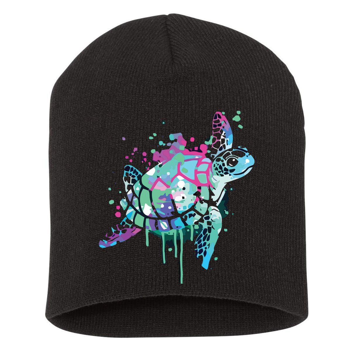 Turtle Watercolor Sea Ocean Wildlife Animal Short Acrylic Beanie