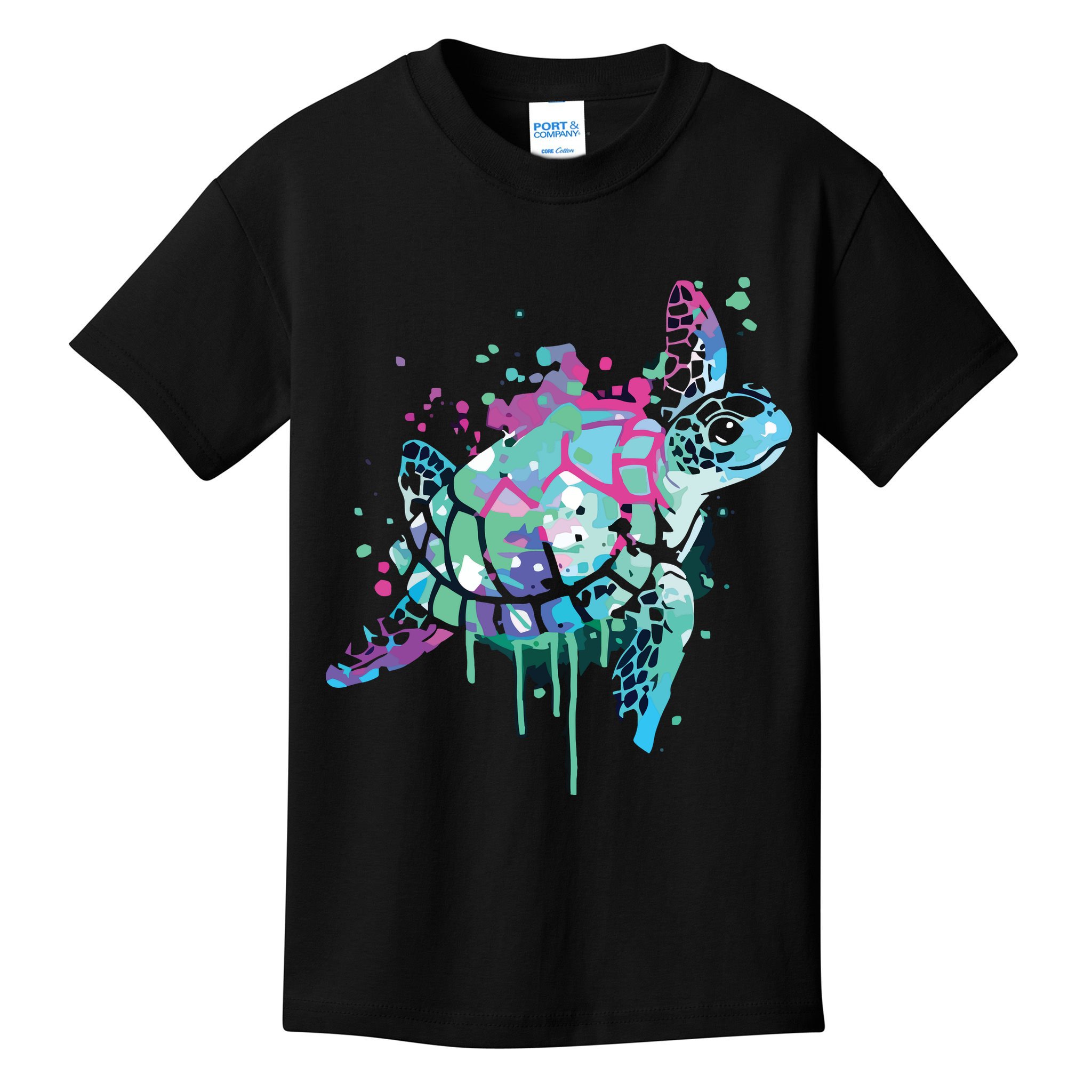 Turtle Watercolor Sea Ocean Wildlife Animal Kids T-Shirt